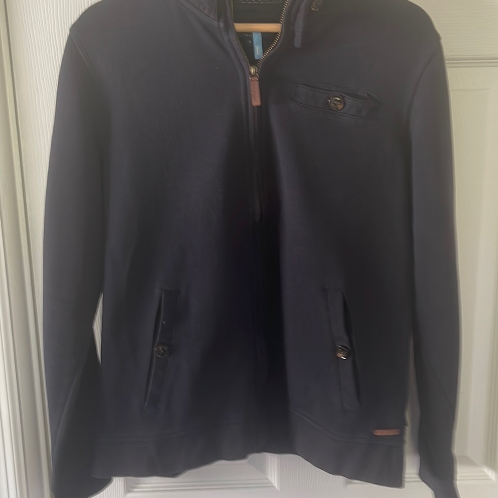 Ted Baker navy mens cotton zip up jacket. Mens size 3